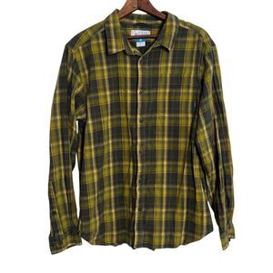 Columbia Plaid Performance Long Sleeve Button Down Shirt Green Size Large